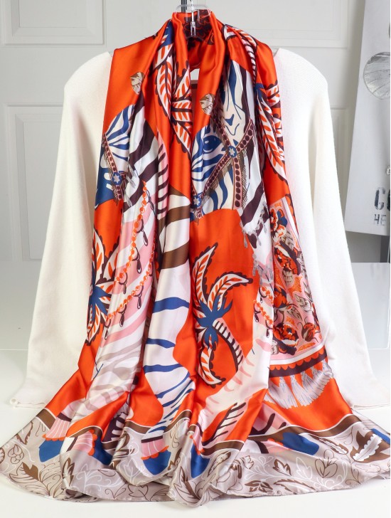 Premium Silk Feeling Spring Print Scarf